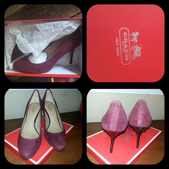 Coach Shoes - NWT Coach NALA KID SUEDE Port wine pumps